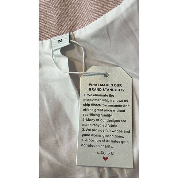 BRAND NEW - Just Fashion Now Women’s M Tweed Open Front Blazer Pink Fully lined - Picture 6 of 8